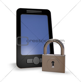 smartphone and padlock