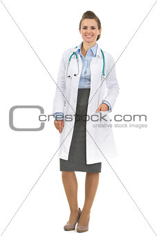 Full length portrait of medical doctor woman
