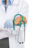 Closeup on medical doctor woman holding stethoscope