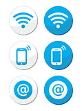 Wifi network, internet zone blue labels set - vector