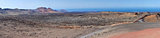 Panorama from volcanic hill on Lanzarote. Canary Islands.