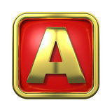 Gold Letter on Red Background.