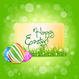 Easter Card with Grass and Decorated Eggs