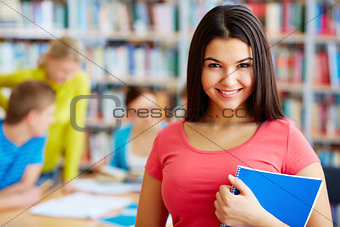 Student with copybook