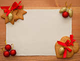 old paper with christmas cookies and decorations