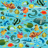 Seamles pattern with colorful fish