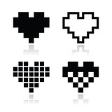 Pixel heart vector icons set - love, dating online concept