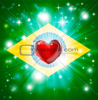Love Brazil flag heart background