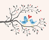 Kissing Birds in love at branch