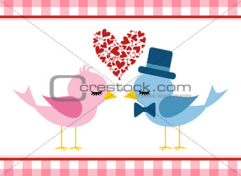 Bird and rose flower set for valentine
