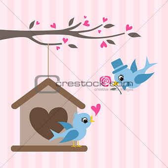 Love birds valentine greeting design