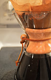 Closeup of glass coffeemaker on stovetop
