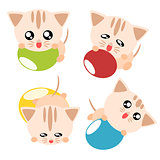 Cartoon cat play ball illustration