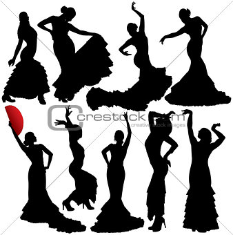 Flamenco or Salsa vector silhouettes