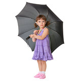 Little girl with a big black umbrella