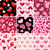 seamless heart fabric pattern set