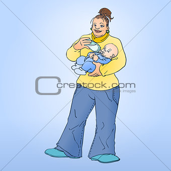 Mother feeding child