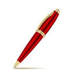 Red pen isolated on the white background.