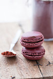 Two macaroons and cocoa