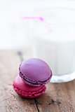 Two macaroons and milk