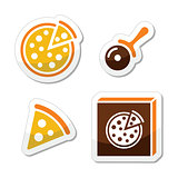 Pizza vector icons set isolated on white