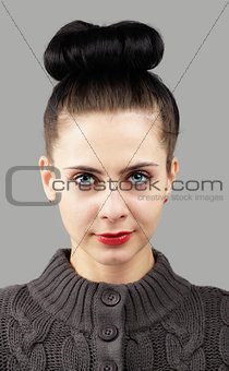 Woman portrait over grey
