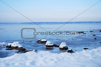 Rocks at winter coast