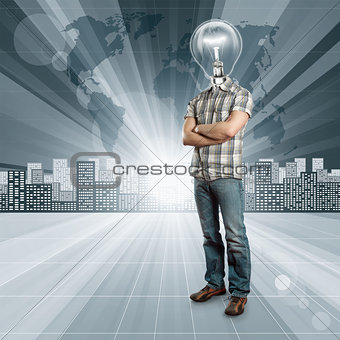 Lamp Head Human against Conceptual Background