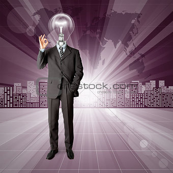 Lamp Head Human against Conceptual Background