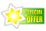 special offer green label with spring flowers