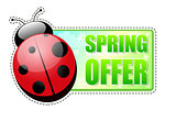 spring offer green label with ladybird