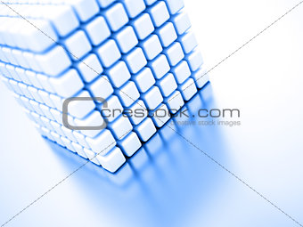 Abstract bright white cubes on a light background