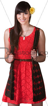 Energetic Young Lady in Red