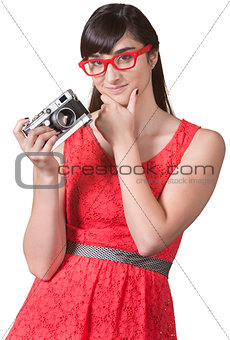 Pensive Woman with Camera