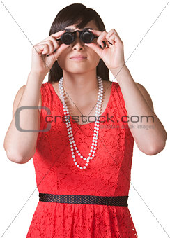 Serious Lady with Jewelers Glasses