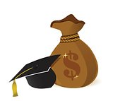 money bags education hat sign
