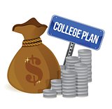 money bags college plan sign