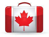 Canadian flag on a suitcase for travel