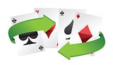 poker cards and turning arrows