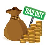 Bailout. Money bag sign