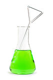 Laboratory beaker filled with liquid substances