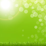Abstract Green Bubble With Grass And Sun