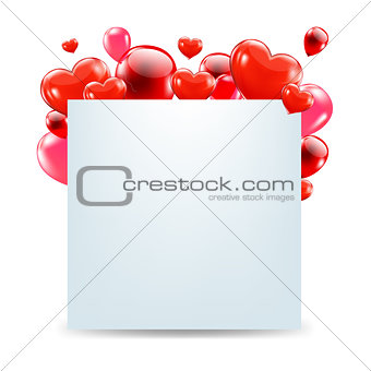 Happy Valentines Day Card With Red Hearts