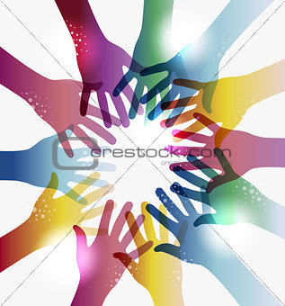 Rainbow transparency hands circle