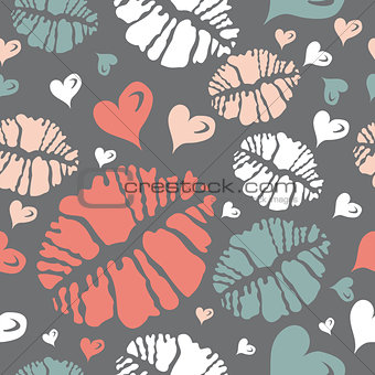 Kiss print and heart pattern