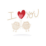 Two cute owls in love wedding card