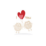 Owls couple in love wedding card
