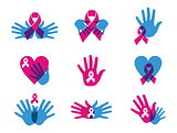 Breast cancer awareness ribbon set