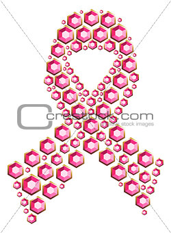 Gem in breast cancer awareness ribbon