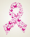 Butterfly in breast cancer awareness ribbon